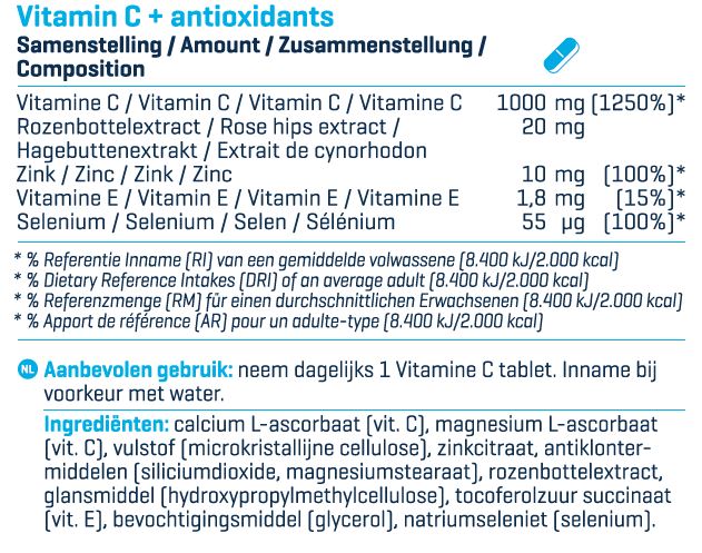 Body&ampFit Vitamín C a Antioxidanty | 1000mg Vitamínu C | kupuj na FitnessMuscle.eu